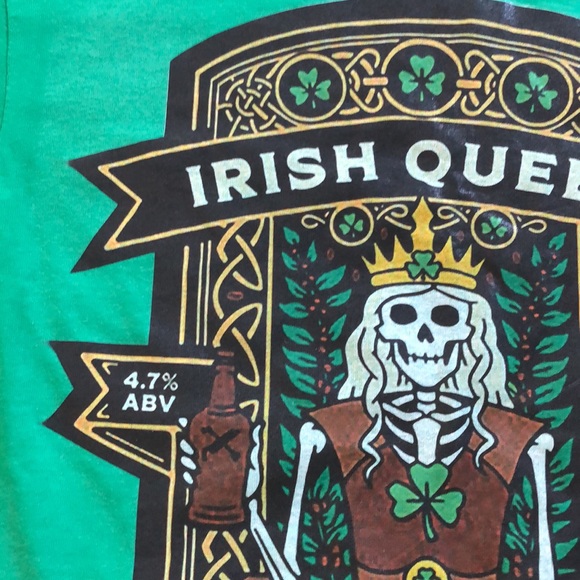 Irish Queen -Irish Coffee Cream Ale unisex green tee shirt - Picture 5 of 11